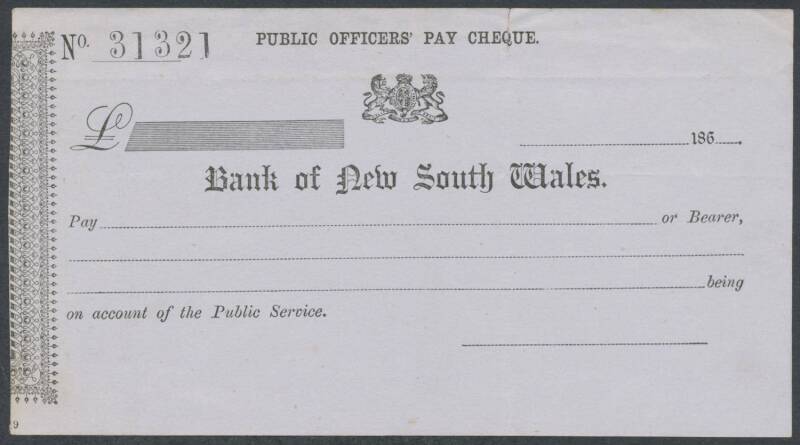 BANKING: New South Wales banks; circa 1860s-1900s, attractive group of unused printed cheque forms issued at  Geelong, Melbourne, Sydney & Temora. All different. (12 items).