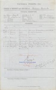 Victoria Police Records of Service and Conduct 1890, 1891 and 1892