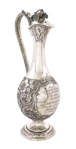 A South Australian silver presentation wine ewer by Jochim Matthias Wendt, Adelaide circa 1880