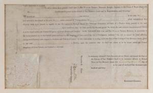 VAN DIEMEN'S LAND CONVICT PARDON: for WILLIAM OSBORNE, November 1849, signed by Lieutenant-Governor (later Governor General) William Denison.William Osborne, convicted at Kent Quarter Sessions in 1840; transported the same year aboard the "Asia 1" with a 