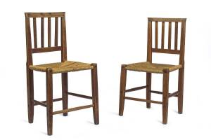 Antonio Debertolis (active 1880-1913), pair of chairs, blackwood and rattan, Drouin Victoria