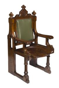 An oak Melbourne Stock Exchange chair, 19th century