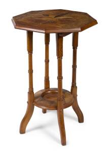 WILLIAM NORRIE: An inlaid New Zealand specimen wood table, circa 1890