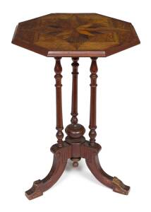 WILLIAM NORRIE: An inlaid New Zealand specimen wood table, circa 1890