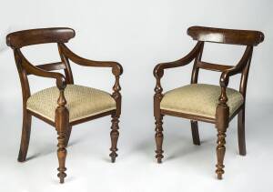 A pair of carver chairs, blackwood, cedar and Eucalypt, 1850 and late early 20th century copy