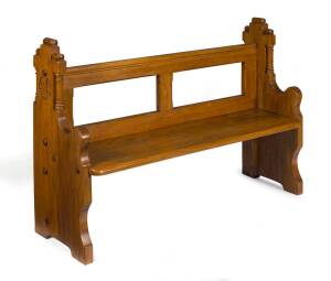 ROBERT PRENZEL (attributed) Church pew, carved kauri pine, Melbourne origin,