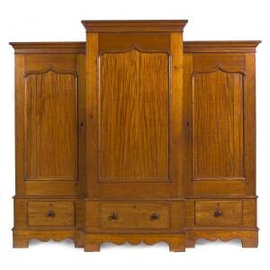 A Barossa Valley breakfront wardrobe, full cedar, c1860