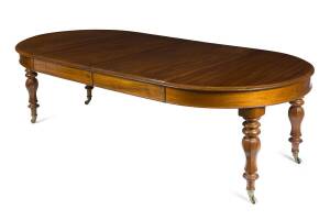 A Colonial extension dining table, Australian red cedar with shaped octagonal legs, mid 19th century 