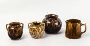 BENDIGO POTTERY Four treacle glazed vessels