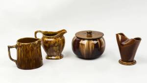 BENDIGO POTTERY Two treacle glazed jugs and two vases