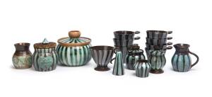 JUNE DYSON (1919-2004) A large collection of 'corroboree ware' and two vases