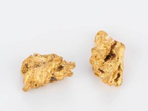 GOLD NUGGETS: Two gold nuggets, total weight 17.5 grams 