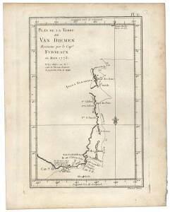 COOK'S VOYAGES: Maps published in various editions of Cook's Voyages [London/Paris, 1774-89], noted "Plan de la Terre de Van Diemen, Recconnue par le Cap.Furneaux"; "Chart of Cook's Strait in New Zealand"; "Paln of Adventure Bay" (2, one hand-coloured).