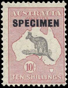 Australia and world collection. Aust./AAT/Christmas Is. MUH to $5.00, FV $470+. In various configurations incl. singles, blocks and post office packages. Group of Aust. pre-decimals mint, noted 10/- CofA Roo Specimen MLH. Bulk used Aust. KGV to 2000 in pa