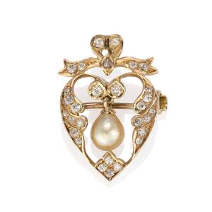 A diamond and pearl brooch, T. Gaunt, Melbourne