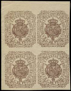 Very large accumulation of Spanish and related countries. Consists of singles, sets, part sets, blocks and full sheets, late 1800's upto 1930's and incl. "Comision "de Fomento", "Comision del Talon", a good range of Shire/Municipal fiscals (Madrid, Santa 