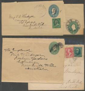 A group of U.S. postal stationery items and a cover, 1890 - 1901, all addressed to Miss L.A. Windeyer from her sister Margaret Windeyer, who was the first female Exhibition Commissioner; representing New South Wales at the Columbian Exhibition. (7 items).