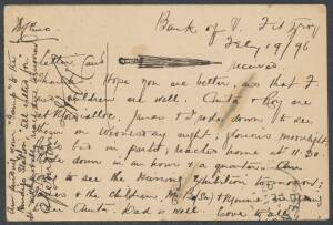 1897 (Feb.19) Victorian 1d Postal Card from Melbourne to Bendigo, with hand-written message which includes "Going to see the Mining Exhibition tomorrow" and incorrectly dated "1896".