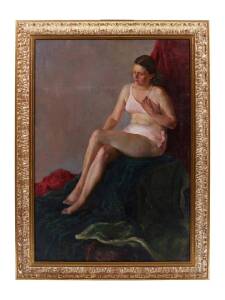 F. BAPMAHAN(Seated Lady in Lingerie)oil on canvassigned and dated lower right: F Bapmahan 5398 x 69 cm