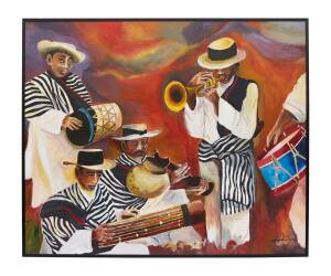 ERIC RAKOTOARIVONY (MADAGASCAR, BORN 1977)(Musicians)oil on canvassigned lower right: Eric Rakotoarivony144 x 174 cm&nbsp;