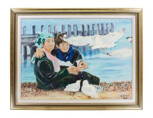 ALAN BOND (1938-2015) (Mother and Son by Jetty with Seagulls) 1999