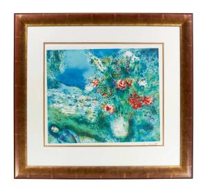 MARC CHAGALL (FRENCH/RUSSIAN 1887-1985) Landschaft mit Blumen und Liebespaar (Landscape with flowers and Loving couple)
