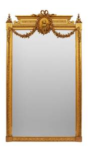 A Louis XVI style gilt overmantel mirror