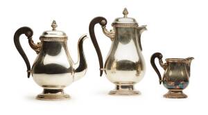 A Christofle silver plate coffee pot, hot water jug and milk jug27 cm high (coffee pot)