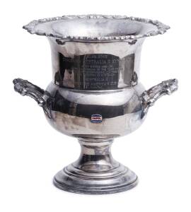 AMERICA'S CUP, A silver plate wine bucket 1982 Ampol, Chairman Australia II Syndicate Yachtsman of the Year,&nbsp;Alan Bond
