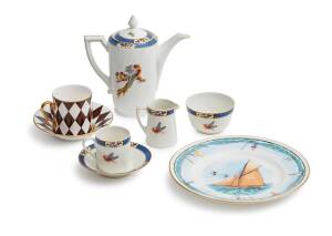 A pair of boxed Royal Worcester America's Cup Jubilee plates, a Czechoslovakian porcelain coffee set & a pair of coffee cups, saucers & plates