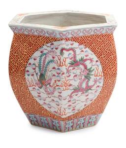 A Chinese hexagonal jardiniere/fish bowl, 20th century