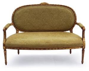 A Louis XVI style gilt wood settee