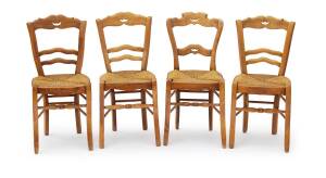 A set of four matched French Provincial chairs, 19th century