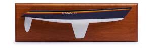 APOLLO VI, a half hull model on a wooden back board