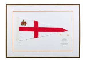 A Royal Perth Yacht Club of Western Australia flag presented to Alan Bond"in appreciation of the participation of your two twelve metre yachts"AUSTRALIA III AND AUSTRALIA IV in the DEFENDER SERIES OF THE AMERICA'S CUP