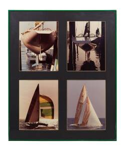 Two framed panels, each with four photographs depicting scenes of Australia II's challenge and victory