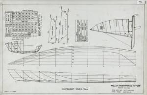 SAILING DINGHY "CONTENDER": Miller & Whitworth original plans, drawings & blueprints, c1969, set of 13 drafting film sheets.