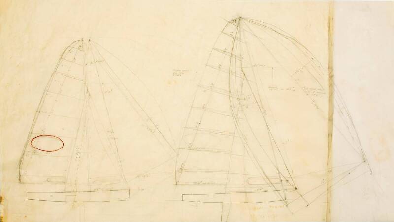 18 FOOT SKIFF "TRAVELODGE": Ben Lexcen original plans, drawings & blueprints, 1969, drafting film sheet.