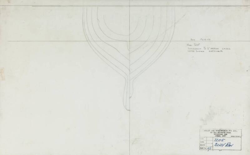 MODEL 7205 - TANK TEST MODEL: Miller & Whitworth original plans, drawings & blueprints, c1972, set of 2 drafting film sheets stapled together.