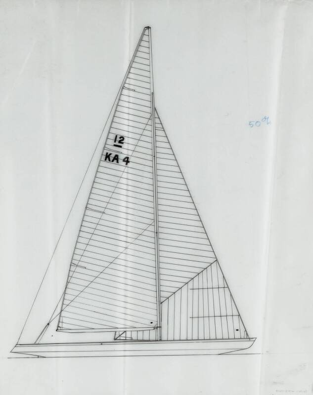 ALAN BOND'S "SOUTHERN CROSS" 68' 12 METRE KA 4: Miller & Whitworth original plans, drawings & blueprints, 1972-73, set of 88 drafting film & blueprint sheets.