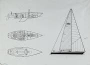 M&W 45 FOOT YACHT - GINGKO: Miller & Whitworth original plans, drawings & blueprints, c1972, set of 10 drafting film sheets