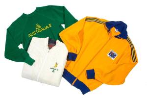 BEN LEXCEN'S YACHTING ATTIRE & CLOTHING, collection including black Jaeger London sports jacket; Canterbury white wet-weather pants; polo tops, rugby tops, singlets, with logos including KA-6, Australia III, 1987 America's Cup Defence, Admiral's Cup 1973.