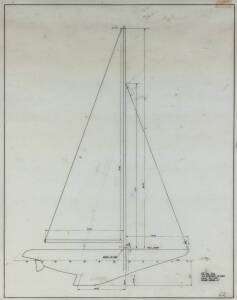 "GRETEL II" KA 3 SAIL: Ben Lexcen original plans, drawings & blueprints, c1974, drafting film sheet of sail plan. [Gretel II was built for Sir Frank Packer and was unsuccessful challenger for 1970 America's Cup. She was purchased by Alan Bond to serve as 