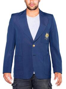 BEN LEXCEN'S 1974 AMERICA'S CUP BLAZER, Stafford Ellison blue blazer, with wire embroidered Australian Coat-of-Arms & "America's Cup, 1974" on pocket,