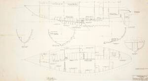 48' 6" RACING YACHT: Miller & Whitworth original plans, drawings & blueprints, 1974, set of 19 drafting film & graph paper sheets.