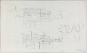 JOHN BOND'S "APOLLO III" 53': Miller & Whitworth original plans, drawings & blueprints, 1974, set of 37 drafting film & graph paper sheets.