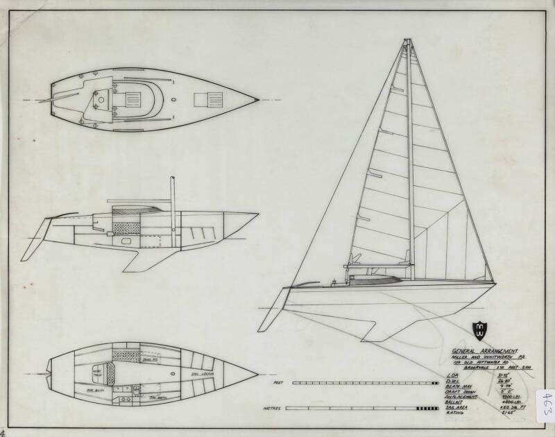 M&W 31': Miller & Whitworth original plans, drawings & blueprints, c1974, set of 3 drafting film sheets.