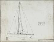 JOCK STURROCK'S 57' SLOOP "APOLLO": Miller & Whitworth original plans, drawings & blueprints, set of 7 drafting film & paper sheets.