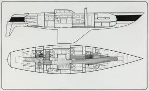 JACK ROOKLYN'S 70' ALUMINIUM SLOOP "BALLYHOO": Miller & Whitworth original plans, drawings & blueprints, c1974-76, set of 13 drafting film sheets. [Ballyhoo won the 1976 Sydney-Hobart yacht race].