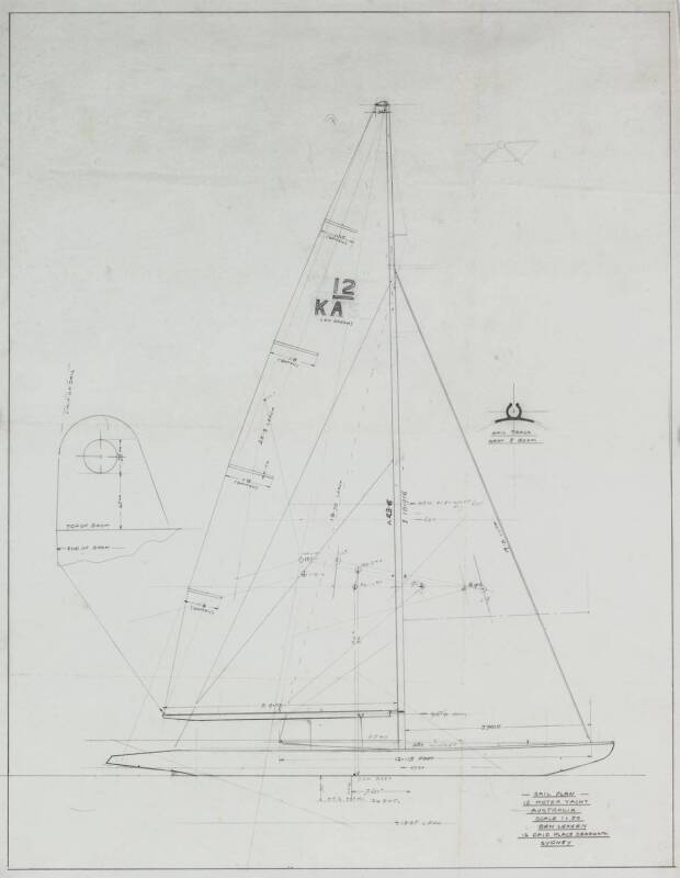 "AUSTRALIA" KA 5: Miller & Valentjin/Ben Lexcen original plans, drawings & blueprints, 1976-78, set of 236 drafting film, blueprint & graph paper sheets.